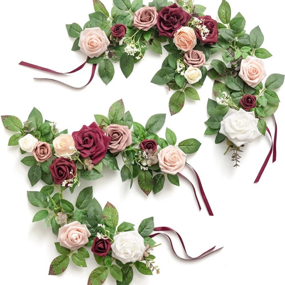 Lings moment lantern/centerpiece flowers romantic Marsala qty6